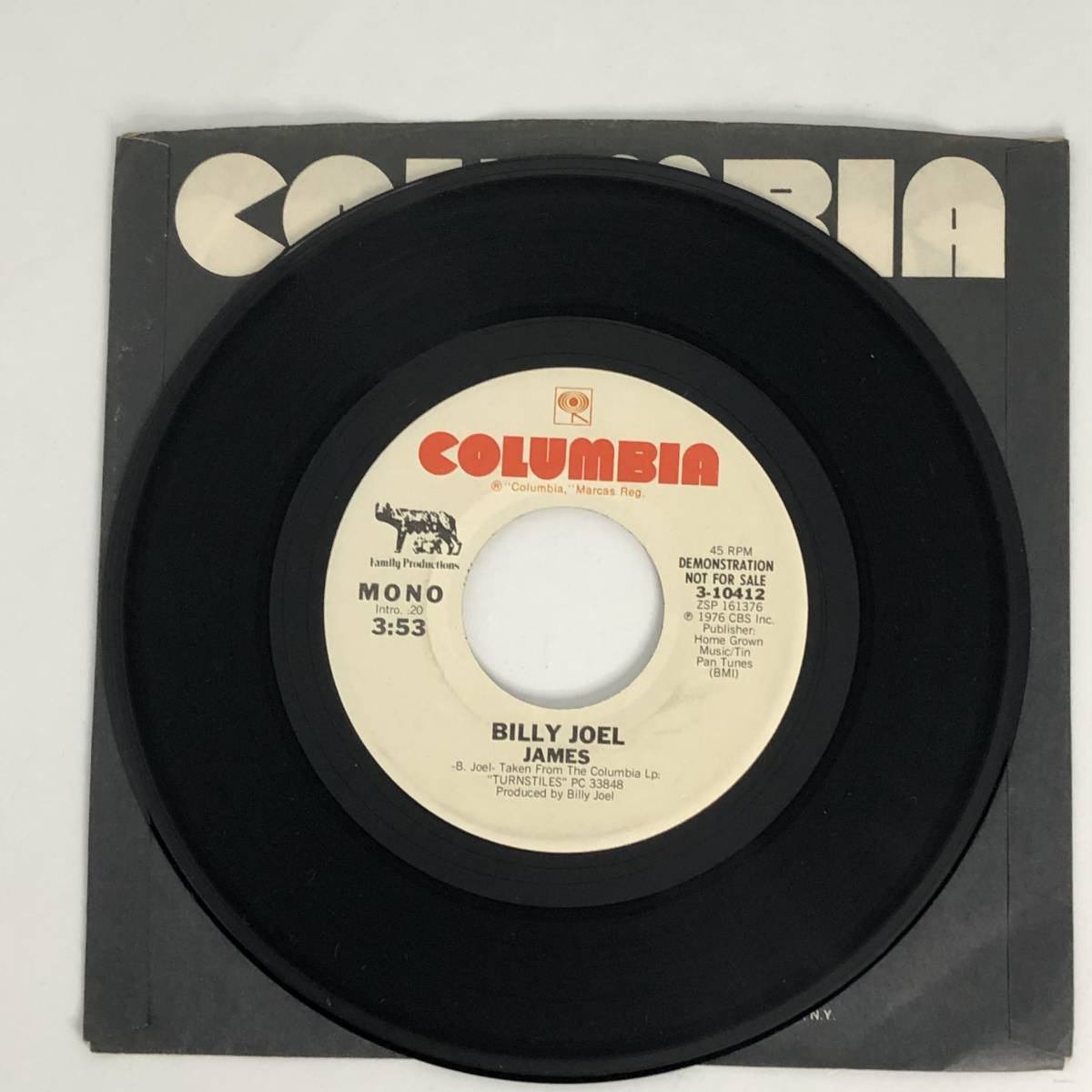 中古 US プロモ盤 シングルレコード Billy Joel James ビリー・ジョエル ジェームス Columbia 3-10412 白レーベル _画像2