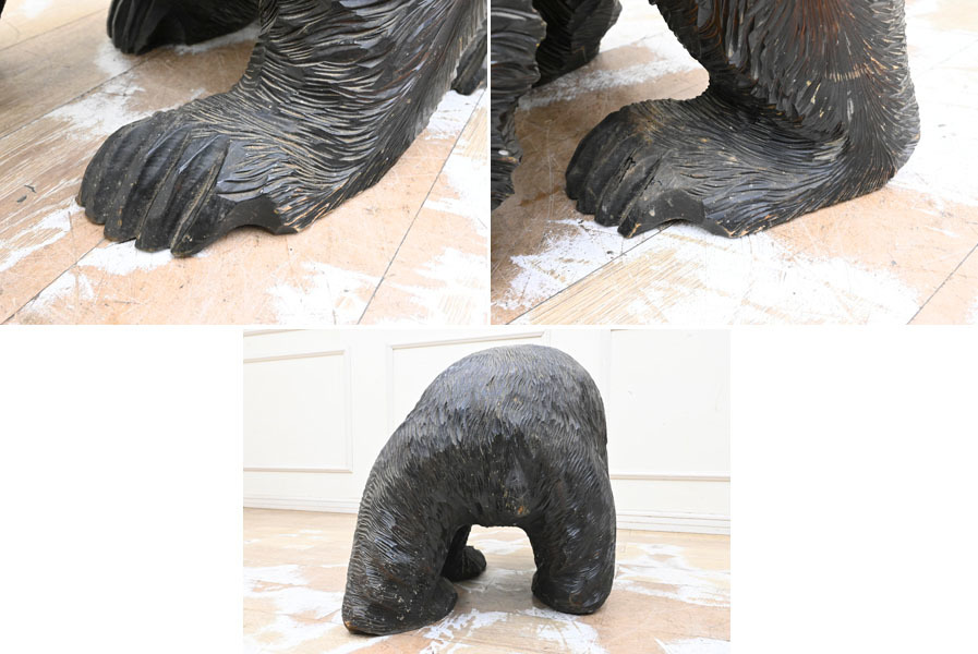 MM05 大型 幅77ｘ45.5 高48cm 31kg 木彫り 一刀彫 熊 クマの画像4
