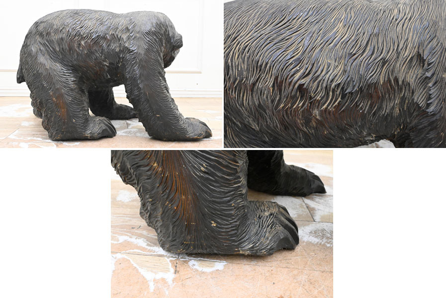MM05 大型 幅77ｘ45.5 高48cm 31kg 木彫り 一刀彫 熊 クマの画像5