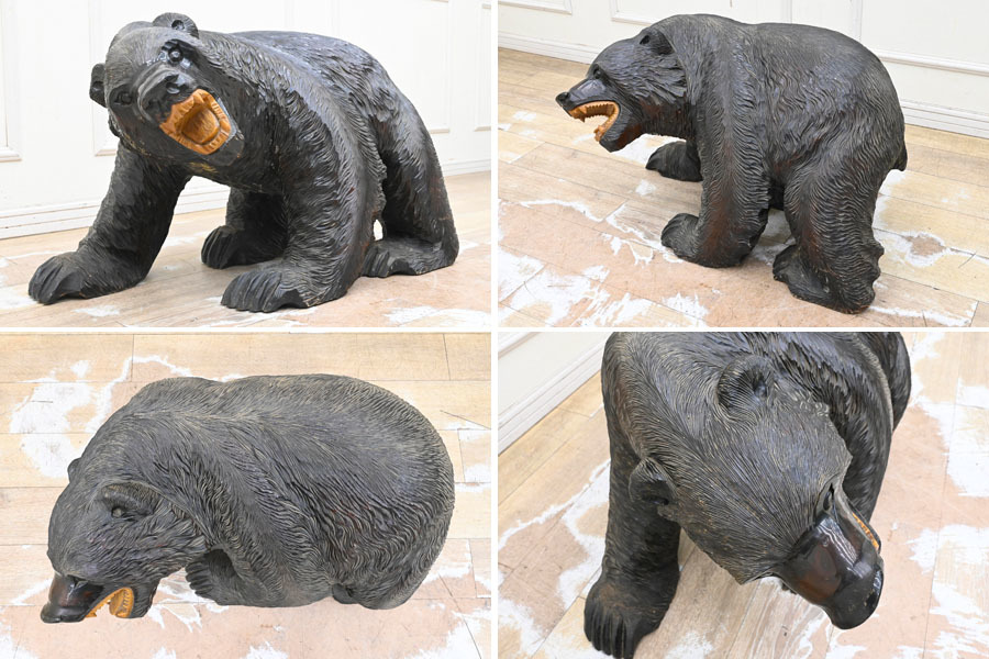 MM05 大型 幅77ｘ45.5 高48cm 31kg 木彫り 一刀彫 熊 クマの画像2