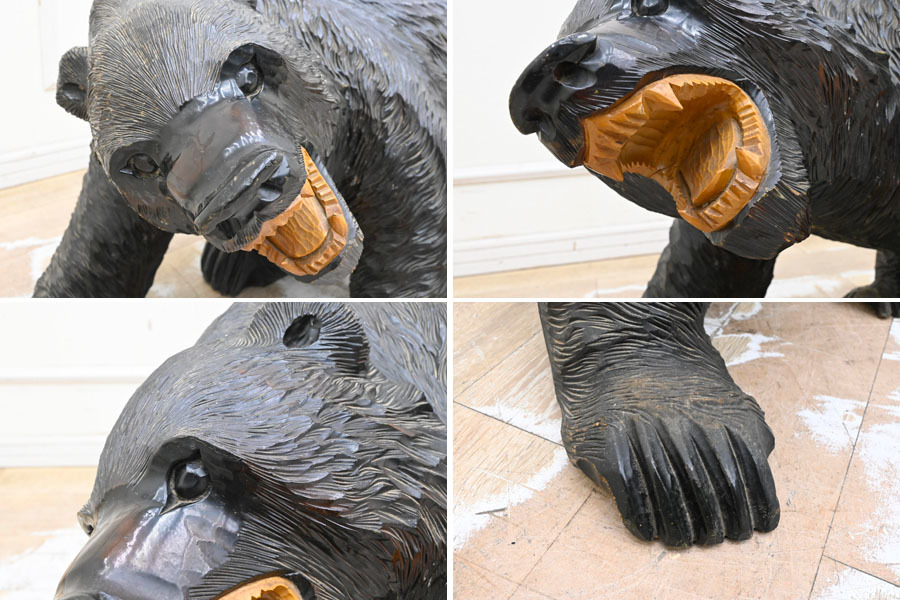 MM05 大型 幅77ｘ45.5 高48cm 31kg 木彫り 一刀彫 熊 クマの画像3