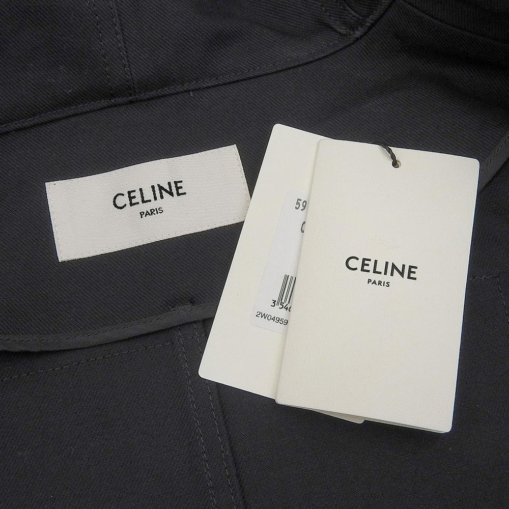 美品 CELINE セリーヌ by Hedi Slimane エディ期 CHRISTIAN MARCLAY 刺繍 モッズコート アウター レディース コットン ブラック 34 19SS_画像7