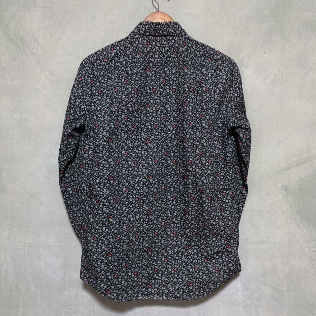 日本製 Paul Smith LONDON ポールスミスロンドンfloral pattern shirt フローラル 小花柄 長袖シャツ size.M ブラック 人気色_画像5