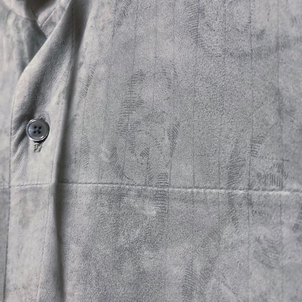 高級 HERMES エルメス goatskin leather jacket ゴートスキン ハイネック レザー シャツジャケット size.48(M) グレー 総柄 Made in France_画像5