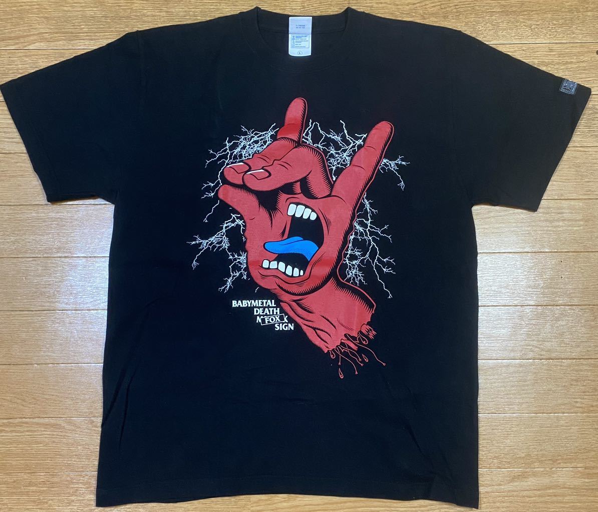 レア BABYMETAL Tシャツ L DEATH FOX SIGN ベビーメタル ROLLING CRADLE キツネサイン 中元すず香 水野由結 菊地最愛_画像1