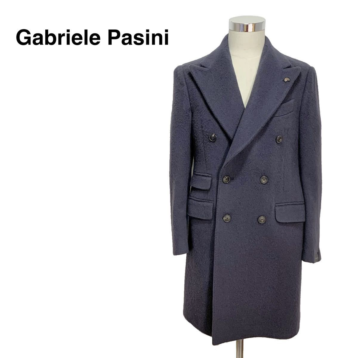 ☆未使用 ガブリエレパジーニ Gabriele Pasini ウール ダブル チェスターコート ネイビー size 50 チェコ製 ロングコート トレンチコート