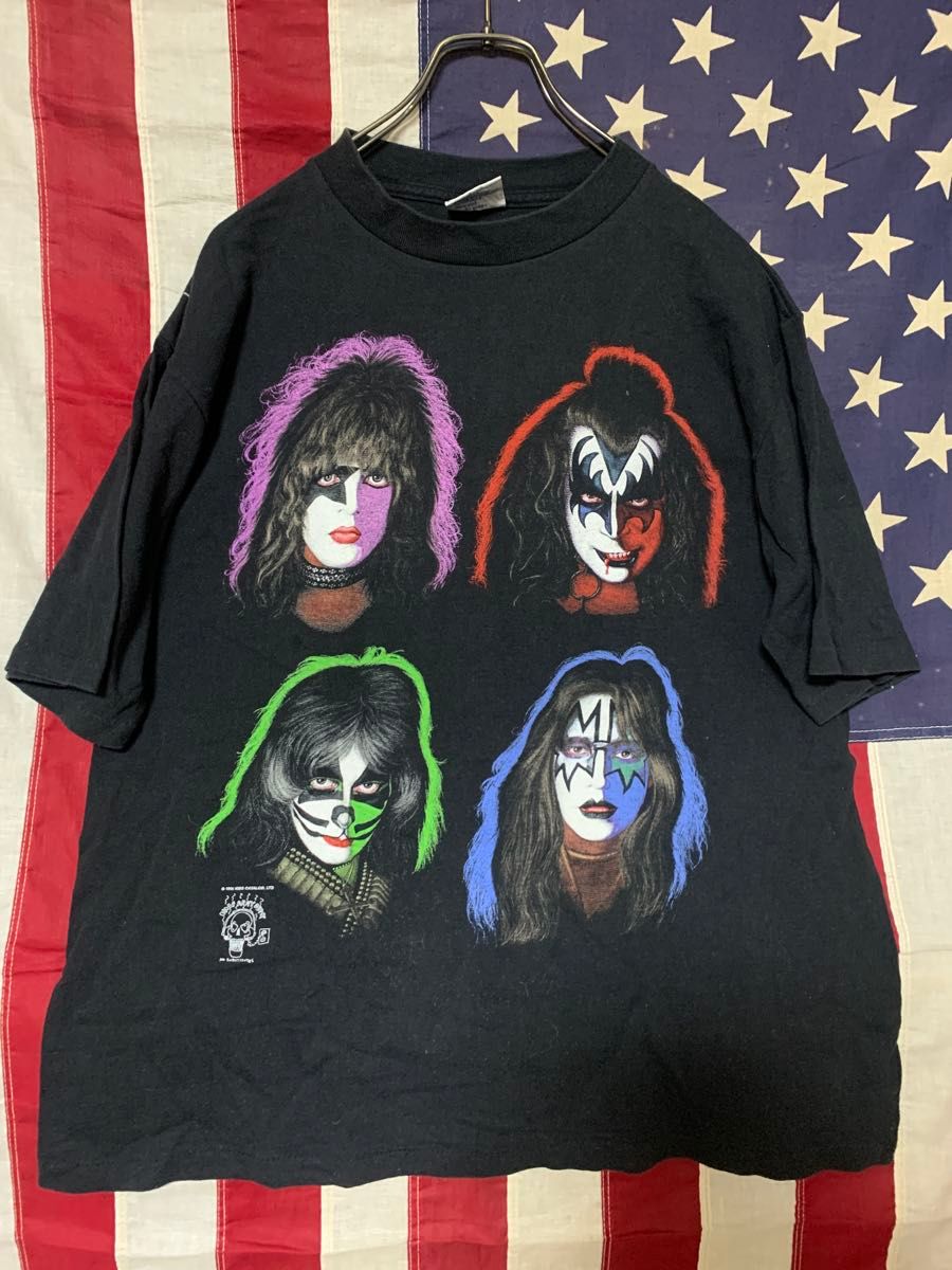90s USA製 KISS キッスTシャツ L フェードブラックシングル 90s USA製 KISS キッスTシャツ L フェードブラックシングル