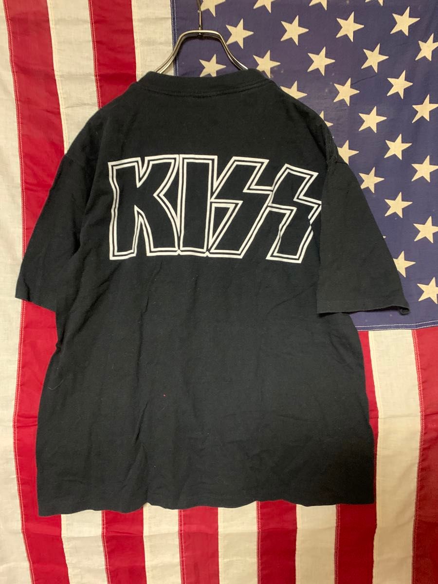 90s USA製 KISS キッスTシャツ L フェードブラックシングル 90s USA製 KISS キッスTシャツ L フェードブラックシングル
