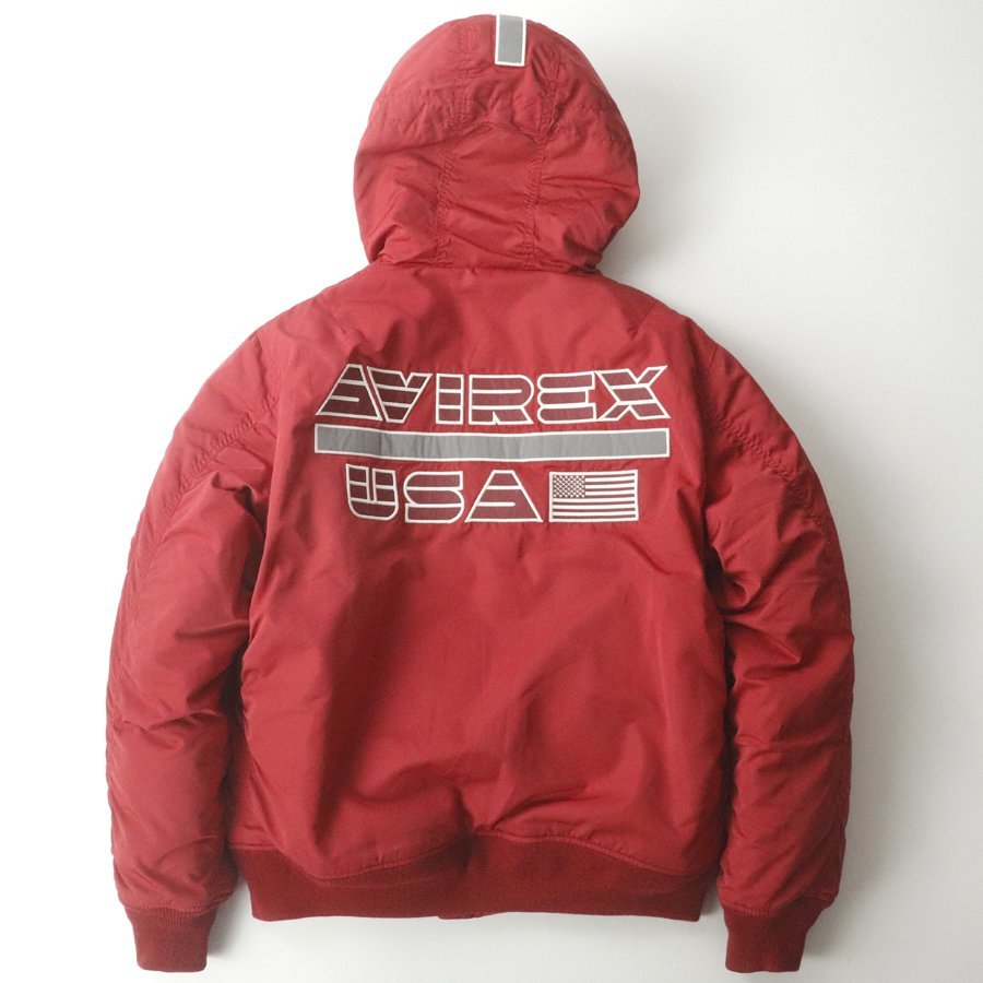 極美品 AVIREX アヴィレックス 6182183 SUSTANS MA-1 WARM LINED HOODIE ウォームラインド フーディー 中綿 パーカ L【相場価格￥28,600-】_画像4