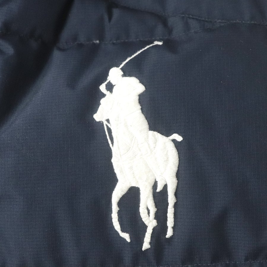 美品 POLO RALPH LAUREN ポロラルフローレン リップストップ生地 ダウンジャケット パーカ ネイビー 紺 S【相場価格￥68,200-】_画像5