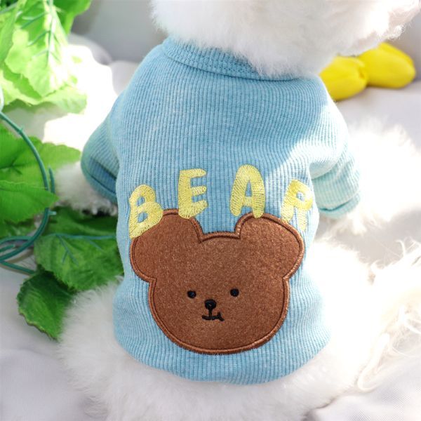 青色XLサイズ◆【残り数枚】犬服 くまさん 熊さん ベア BEAR Tシャツ カットソー シャツ ドッグウェア ペットグッズ 新作 犬用品 新品_画像4