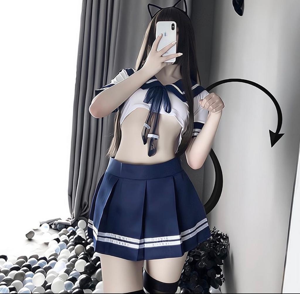 超セクシー セーラー服　エロ　学生服　制服【トップス・スカート・ショーツ3点セット】 コスプレ衣装　可愛い ミニスカート_画像8