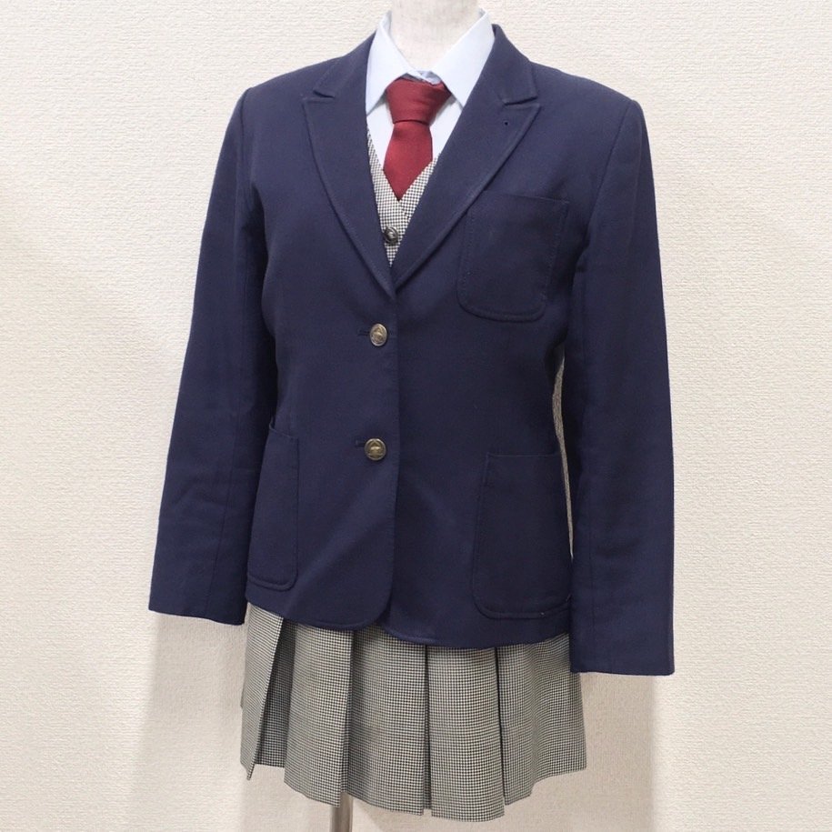 A432/T483(中古)栃木県 宇都宮清陵高校 女子制服5点 /指定品/M/W69/丈44/ブレザー/ベスト/ブラウス/スカート/ネクタイ/学生服/卒業生品_画像1