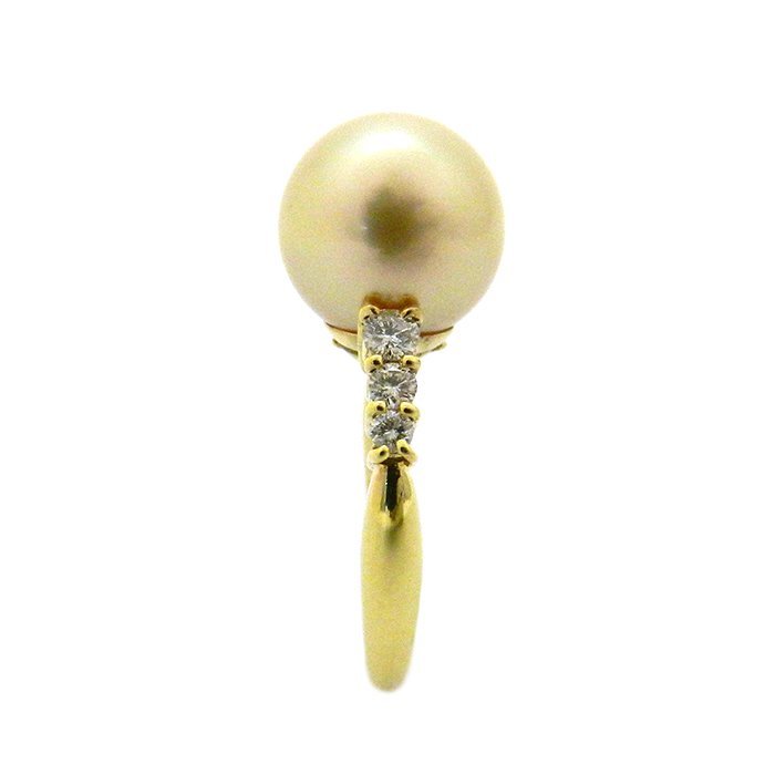 K18 pearl * diamond ring approximately 11.0mm 0.25ct 5.1g 12 number yellow gold 18 gold white chou.. pearl jewelry so-ting memory 