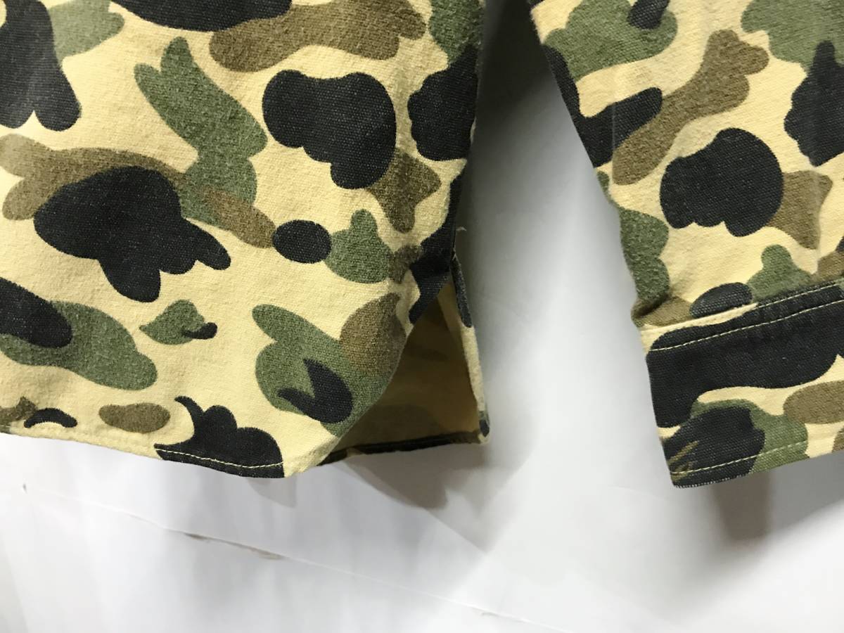 Lサイズ◆A Bathing Ape ベイプ エイプカモ 迷彩 カモフラ ワークシャツ イエロー_画像6