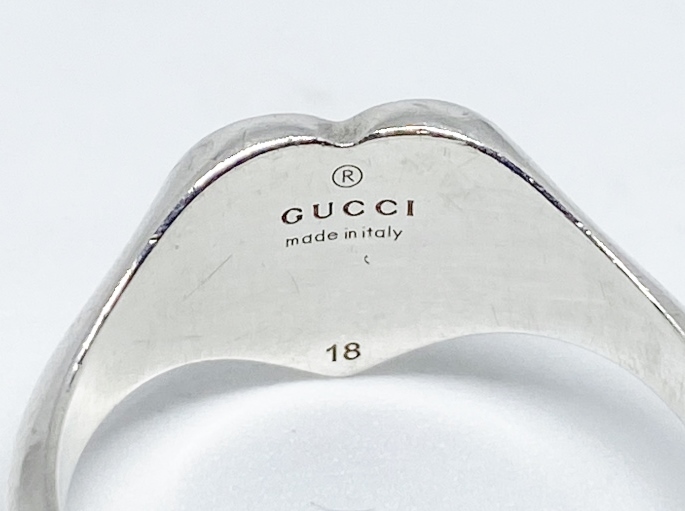 イタリア製 GUCCI グッチ インターロッキングG ハート付き リング シルバー AG925 指輪_画像8