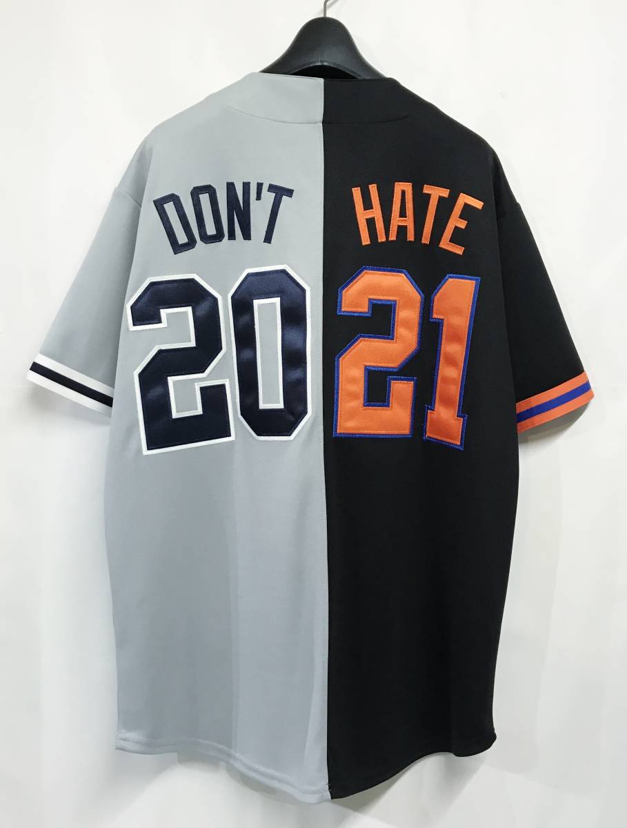 Mサイズ◆Supreme Don’t Hate Baseball Jersy シュプリーム ドッキング ベースボールシャツ 黒/グレー ニューヨークメッツ ヤンキースの画像5