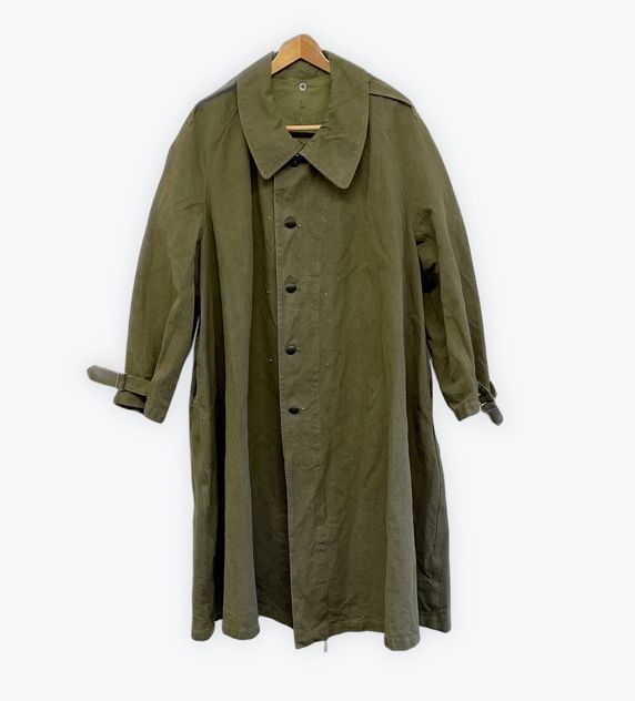 40's 50's French Army フランス軍 Hauser Lille M-35 モーターサイクルコート ロング Motorcycle Coat オリーブ サイズ2 [ta-0967]_画像1