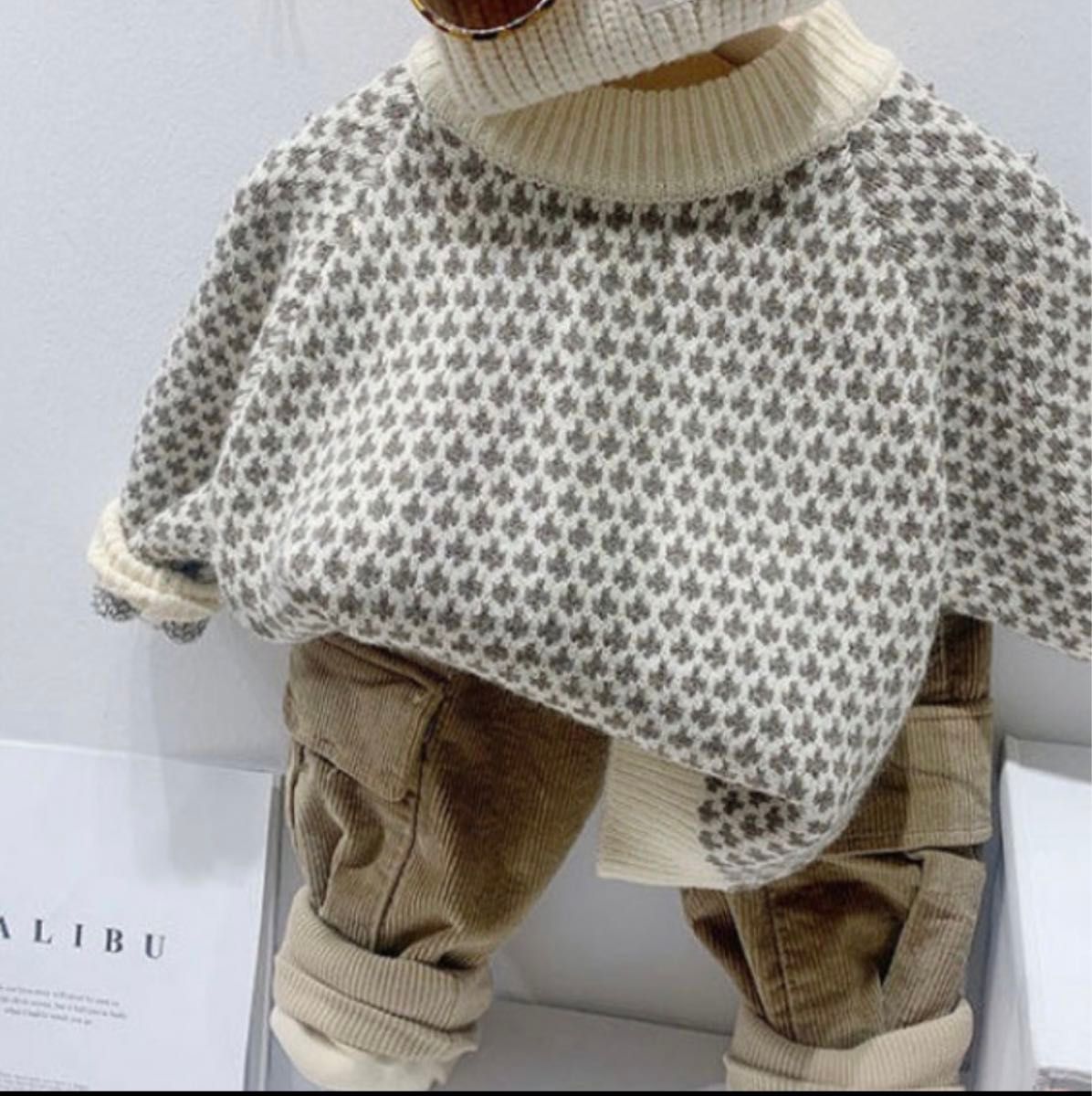 Jacquard knit【Beige】 ニット 100 セーター 冬服 新作 韓国子供服 ベビー服  ハイネック 新品