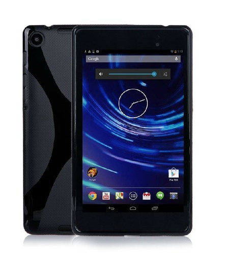 【Google Nexus 7 2代目(2013年モデル)用】クロスマットデザイン TPUソフトケース・カバー【ブラック】黒 匿名配送_画像1