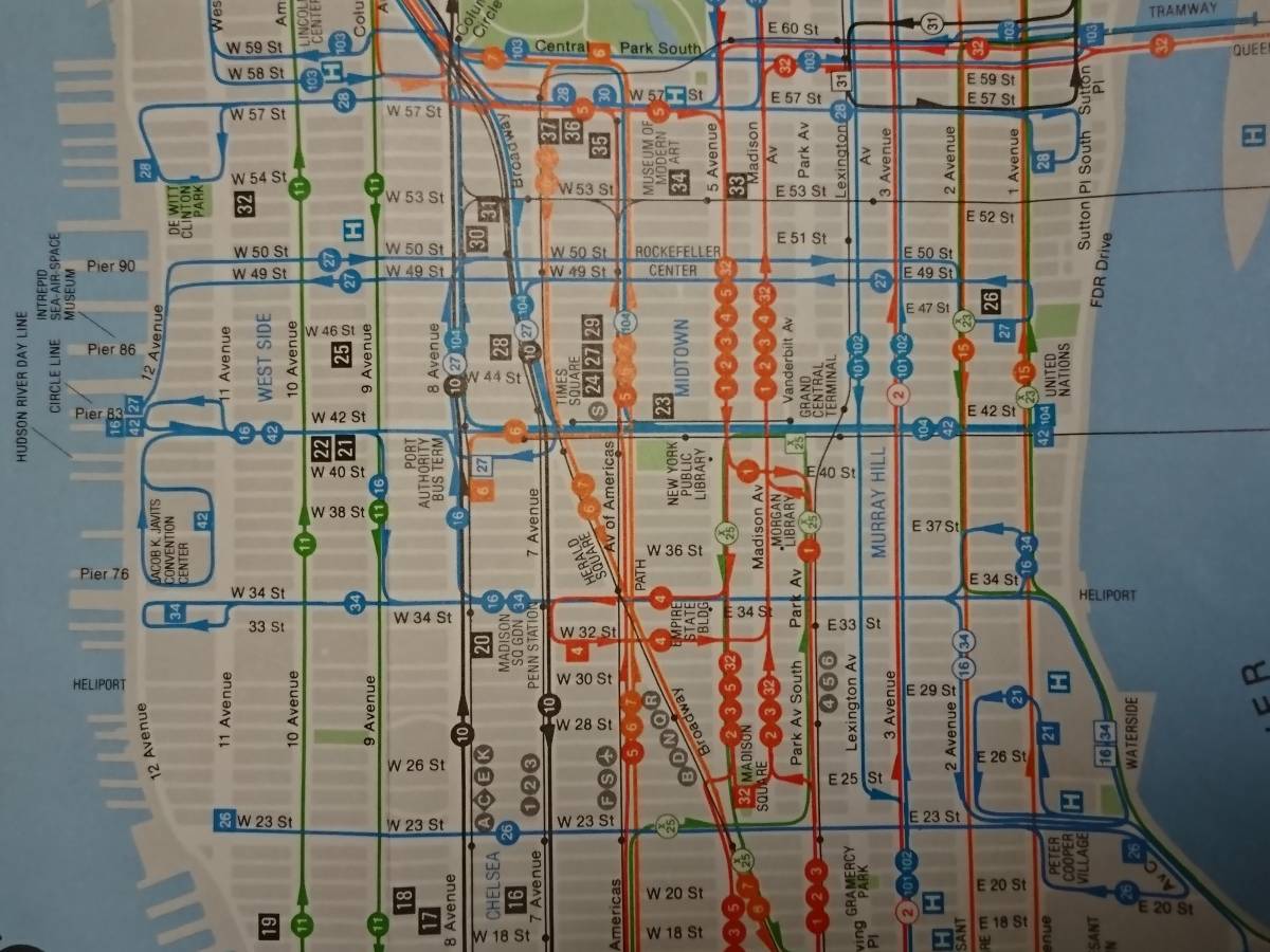 【AIKU-YA】ニューヨーク 地図 サブウェイ マップ 1988年版 地下鉄 路線図 MTA ジャンクジャーナル素材にも コラージュ アメリカ