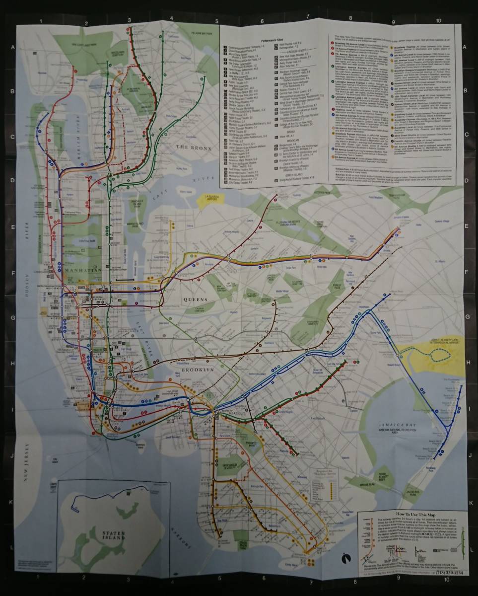 【AIKU-YA】ニューヨーク 地図 サブウェイ マップ 1988年版 地下鉄 路線図 MTA ジャンクジャーナル素材にも コラージュ アメリカ