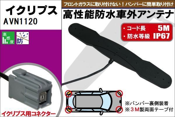 防水アンテナ フィルムレス イクリプス 用 AVN1120 車外取り付け バンパー 裏設置 フロントガラス 車 アンテナケーブル コード_画像1