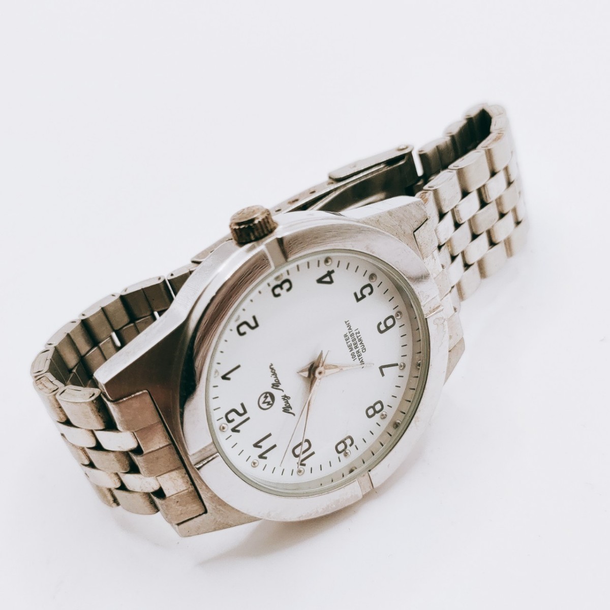 #167 Mavy Mason マビーメイソン 腕時計 アナログ 3針 白文字盤 シルバー色 レディース 時計 とけい トケイ アクセサリー ヴィンテージ_画像8