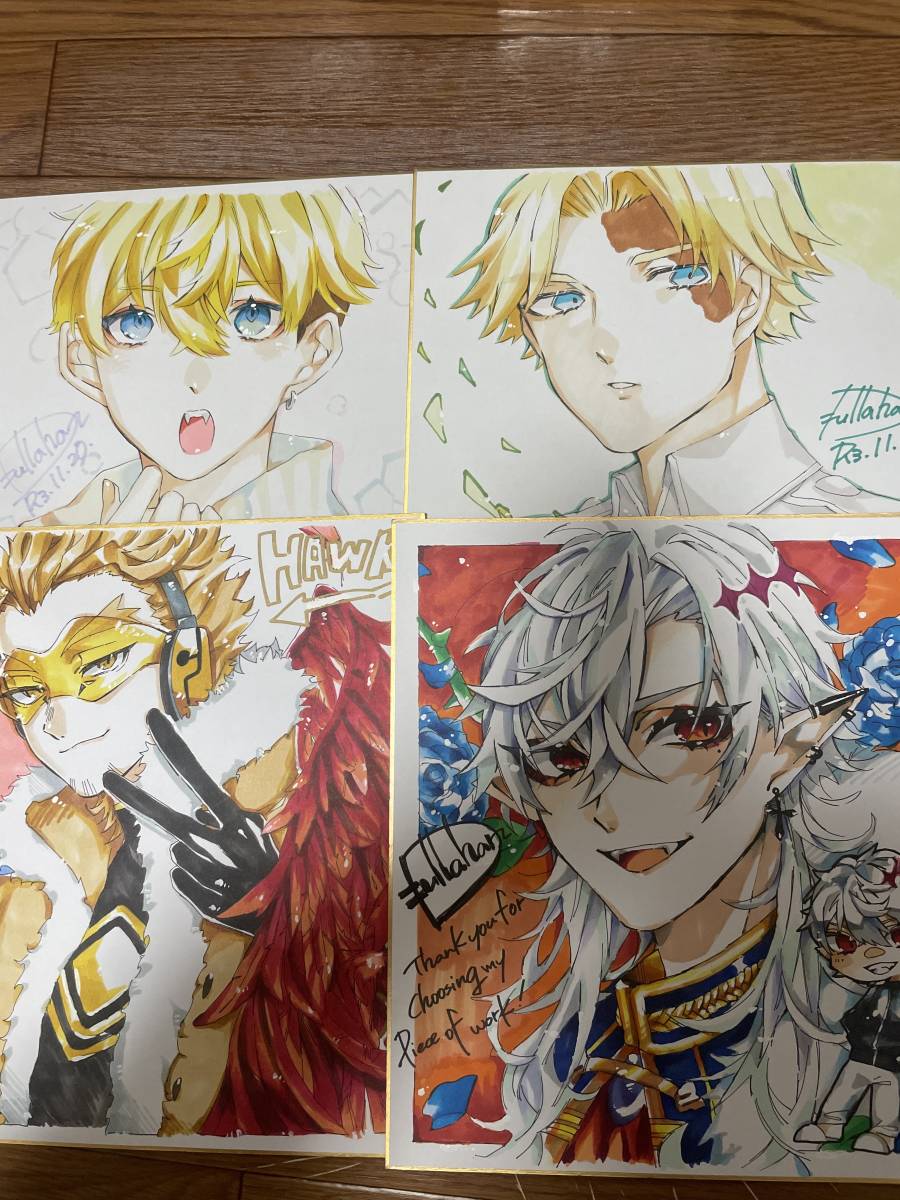 手描きイラスト 東京リベンジャーズ 松野千冬 乾青宗 ホークス にじさんじ 色紙 イラスト 大色紙 27×24センチ 4枚セット