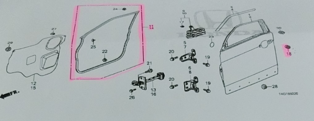 ★新品 未使用 純正部品 ホンダ N-ONE エヌワン フロントドア ウェザーストリップ 左右セット JG1 JG2 リフレッシュ レア 希少 在庫限り★_画像3