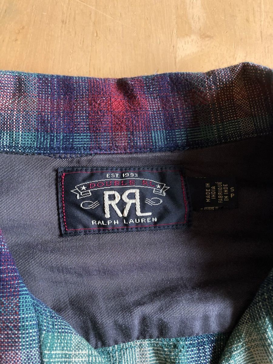 RRL シャドーチェックオープンカラーシャツ S 未使用 激渋のオンブレチェック(ジャケットラルフローレンの画像6