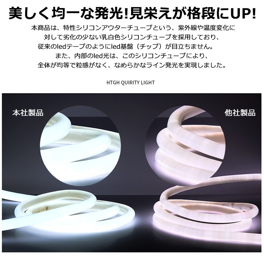 最先端320°発光ネオンled AC100V イルミネーション LEDテープライト 電球色 120SMD/M　27mセット クリスマス EL蛍光チューブ管 切断可能_画像2