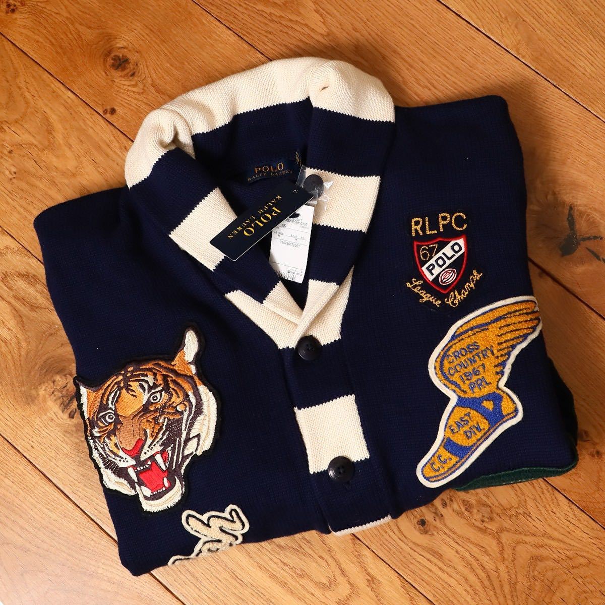  full deco Tiger unused POLO RALPH LAUREN Polo Ralph Lauren badge letter do cardigan knitted sweater M shawl color 