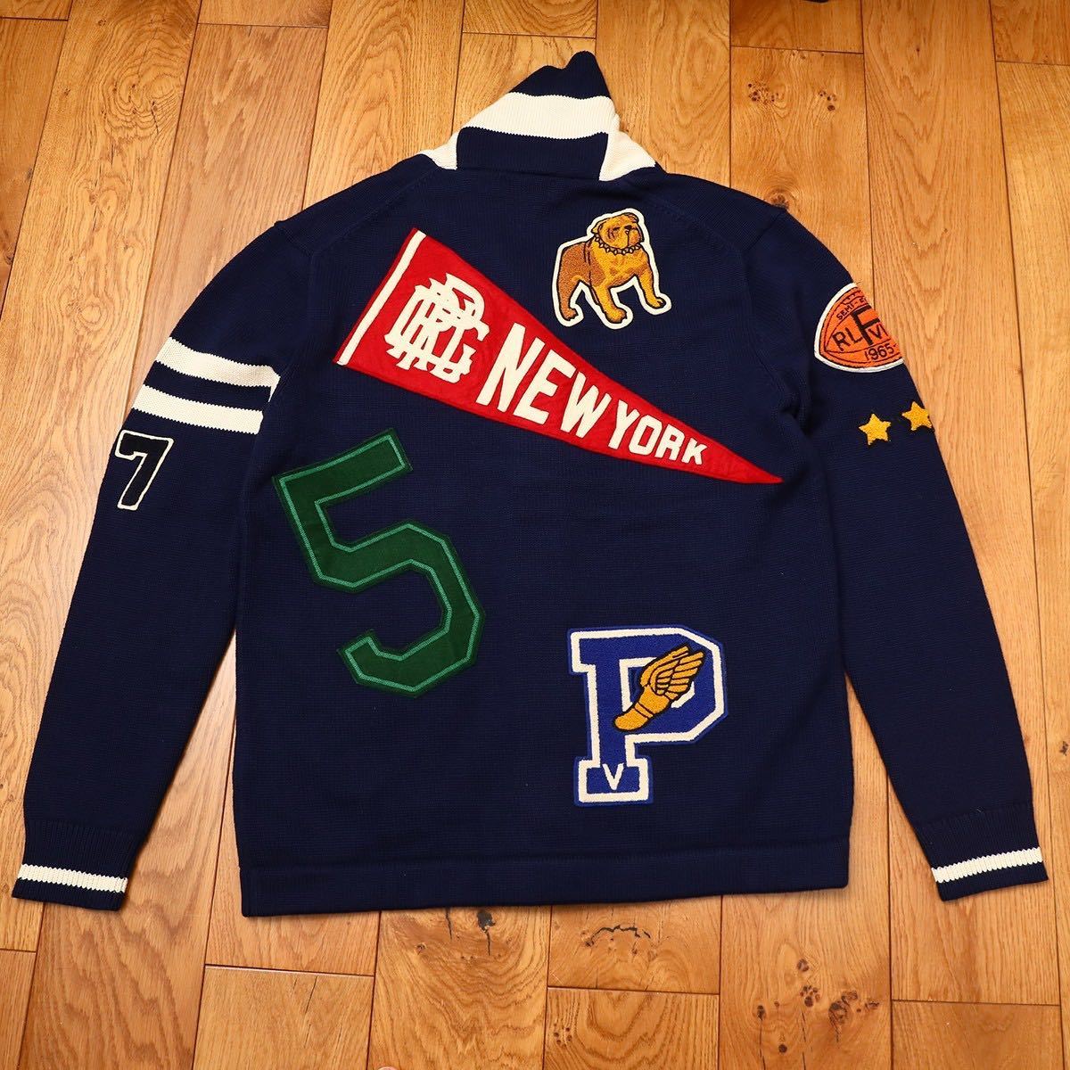  full deco Tiger unused POLO RALPH LAUREN Polo Ralph Lauren badge letter do cardigan knitted sweater M shawl color 