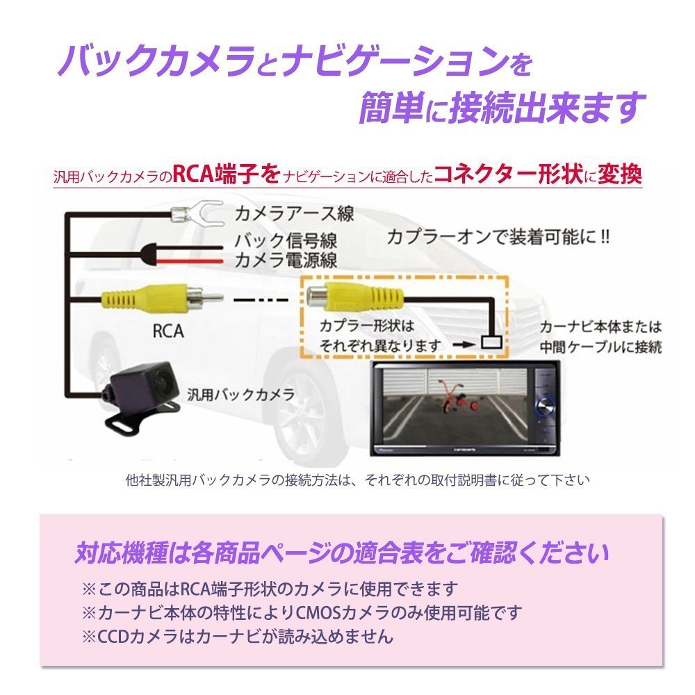 メール便 送料無料 MM115D-A 用 日産 バックカメラ 接続 配線 ハーネス 入力 変換 アダプター コード コネクタ RCA_画像2