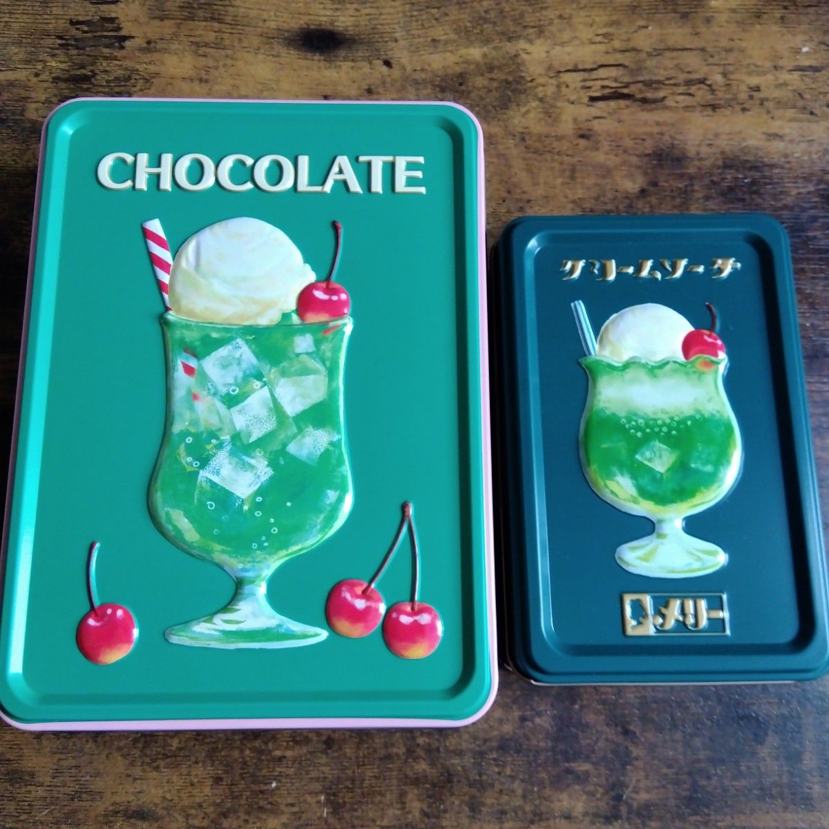 メリーチョコレート はじけるキャンディチョコレート アソートメント缶  クリームソーダ缶 2023年 完売商品