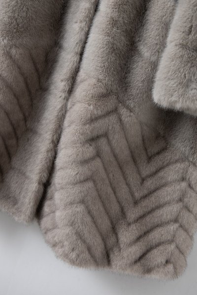 新品暖かいレディースミンクコートゆったりフード毛皮ジャケットグレーXL_画像6