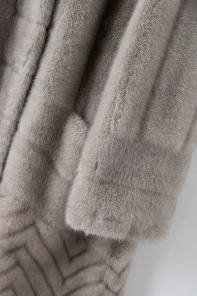 新品暖かいレディースミンクコートゆったりフード毛皮ジャケットグレーLの画像7