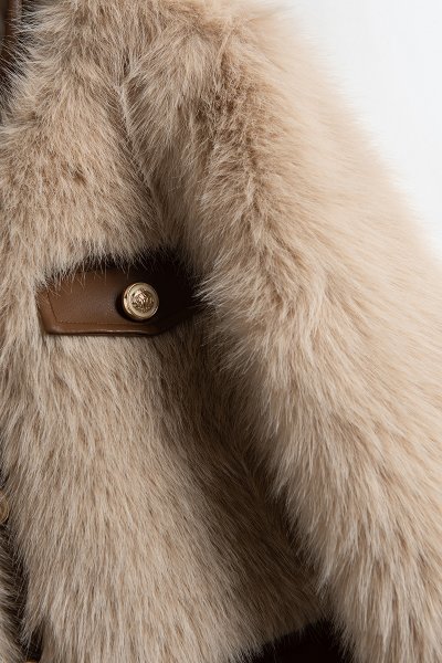 新品暖かいレディースフィック毛皮コートふわふわ可愛いジャケットピンクMの画像3