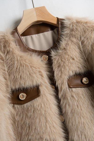 新品暖かいレディースフィック毛皮コートふわふわ可愛いジャケット白Mの画像2