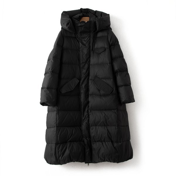 新品暖かいレディース90％ダウンコートフードジャケット高品質黒ーXL