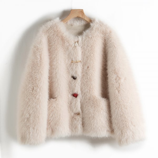 新品暖かいレディースフィック毛皮コートふわふわ可愛いジャケット白