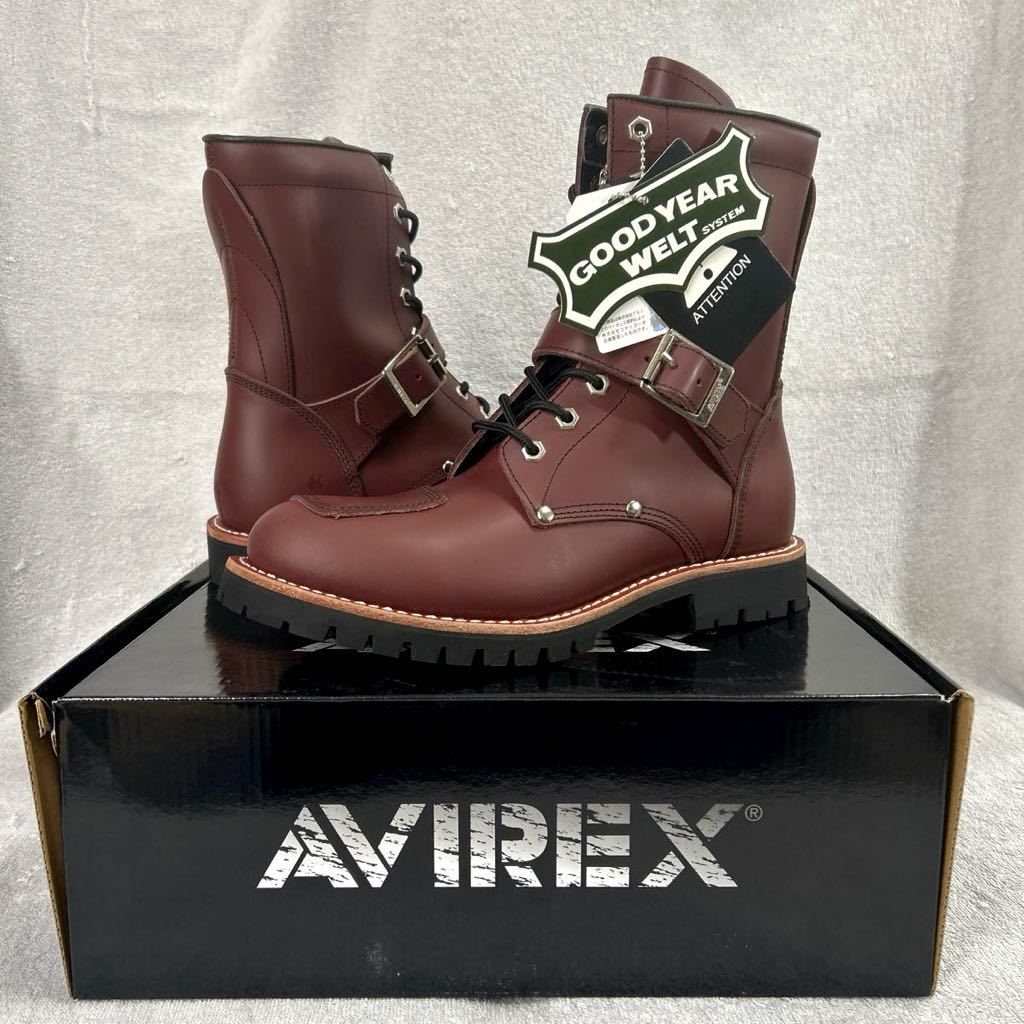 AVIREX YAMATO AV2100 26.0cm CHERRY BROWN アヴィレックス アビレックス ライディングブーツ サイドジップ 8ホール 新品 A60115-1_画像1