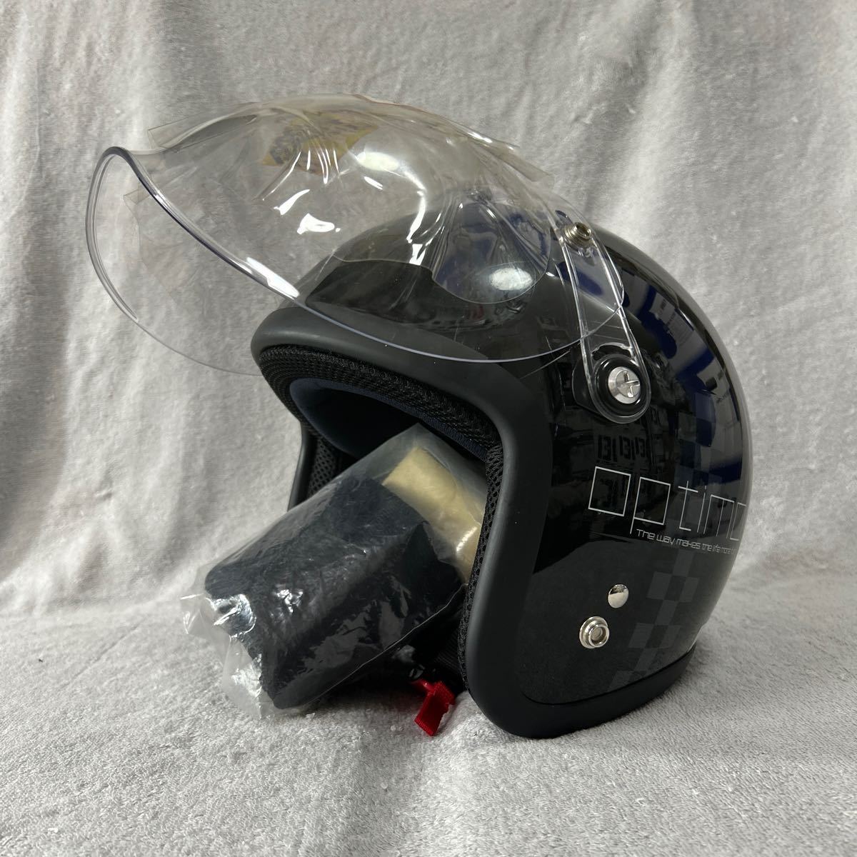 LEAD MOUSSE CHECK BLACK 57~60cm リード ジェットヘルメット ヘルメット フリーサイズ 開閉式バブルシールド 18年製 SG規格 A60104-12_画像3