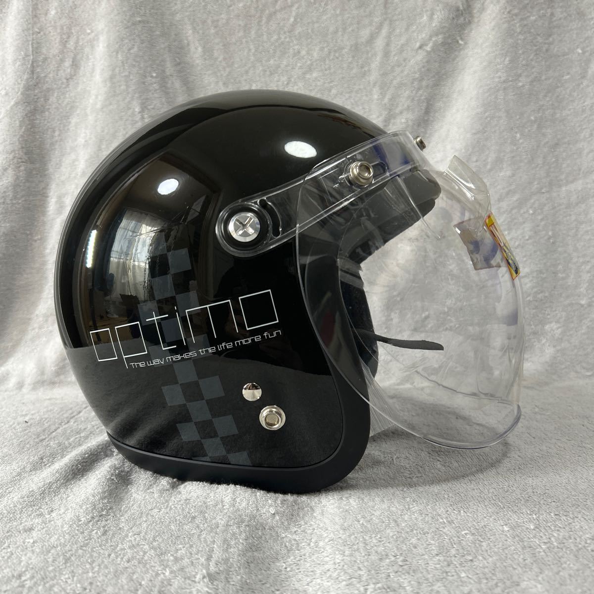 LEAD MOUSSE CHECK BLACK 57~60cm リード ジェットヘルメット ヘルメット フリーサイズ 開閉式バブルシールド 18年製 SG規格 A60104-12_画像4
