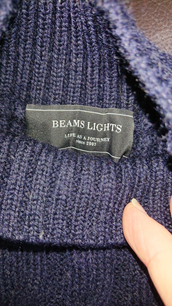  beautiful goods!BEAMS LIGHTS, Beams laitsu* navy blue color, rare, warm wool100%, One-piece, tunic, size M