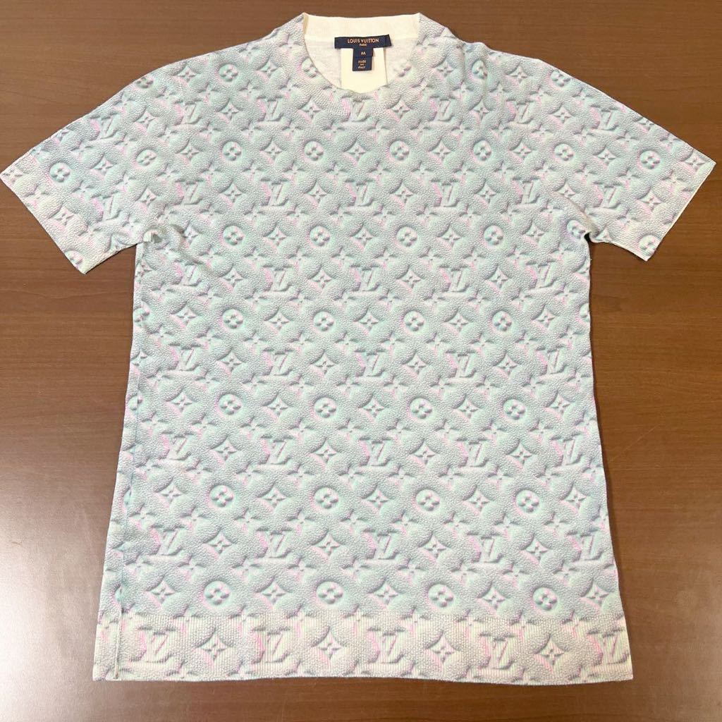 【未使用品】LOUIS VUITTON ルイヴィトン 最高級 カシミヤ 3Dグロー モノグラム ニット トップ Tシャツ size M 即完売品 レディース_画像3