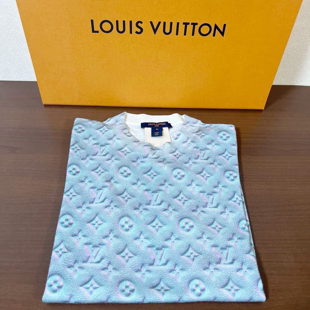 【未使用品】LOUIS VUITTON ルイヴィトン 最高級 カシミヤ 3Dグロー モノグラム ニット トップ Tシャツ size M 即完売品 レディース_画像1