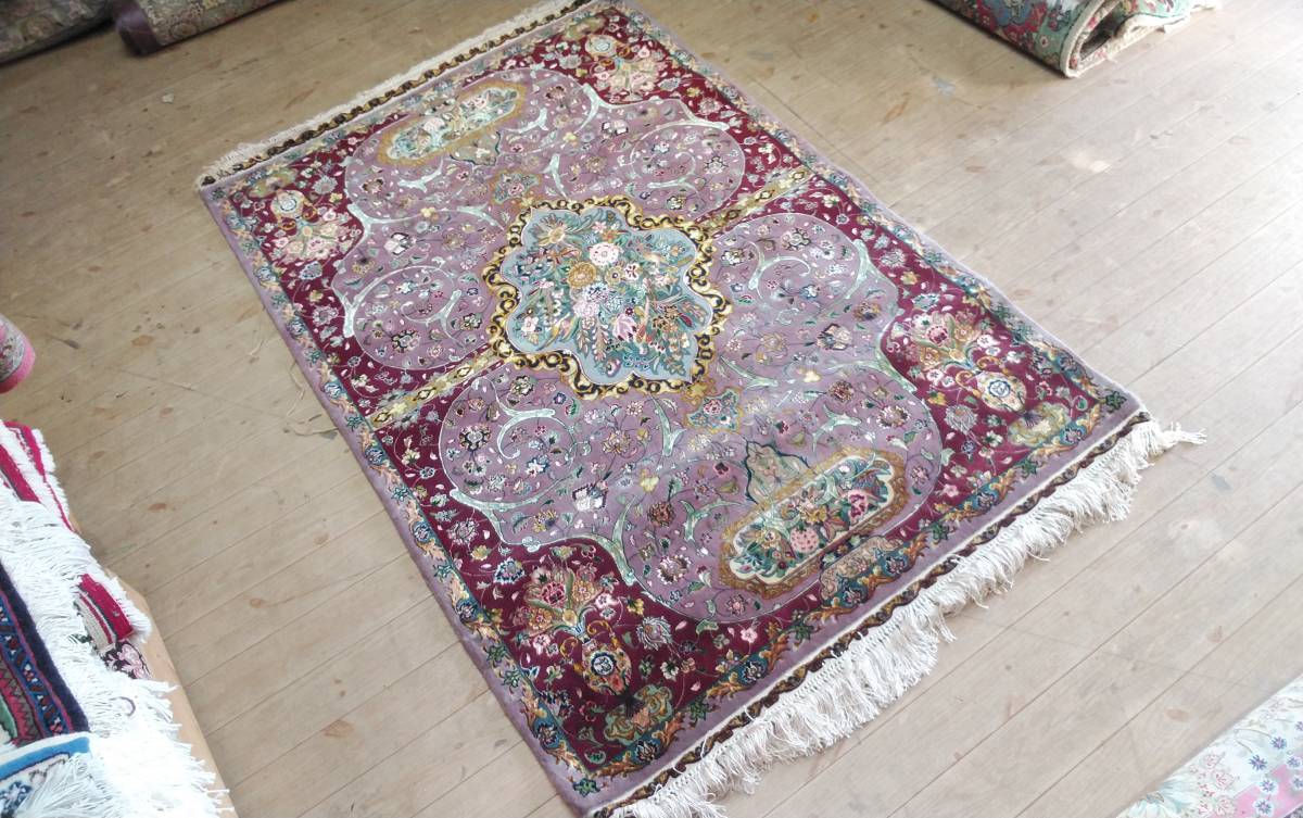 ペルシャ絨毯 タブリーズ シルク＆ウール サナイエ工房 70ラッジの画像3