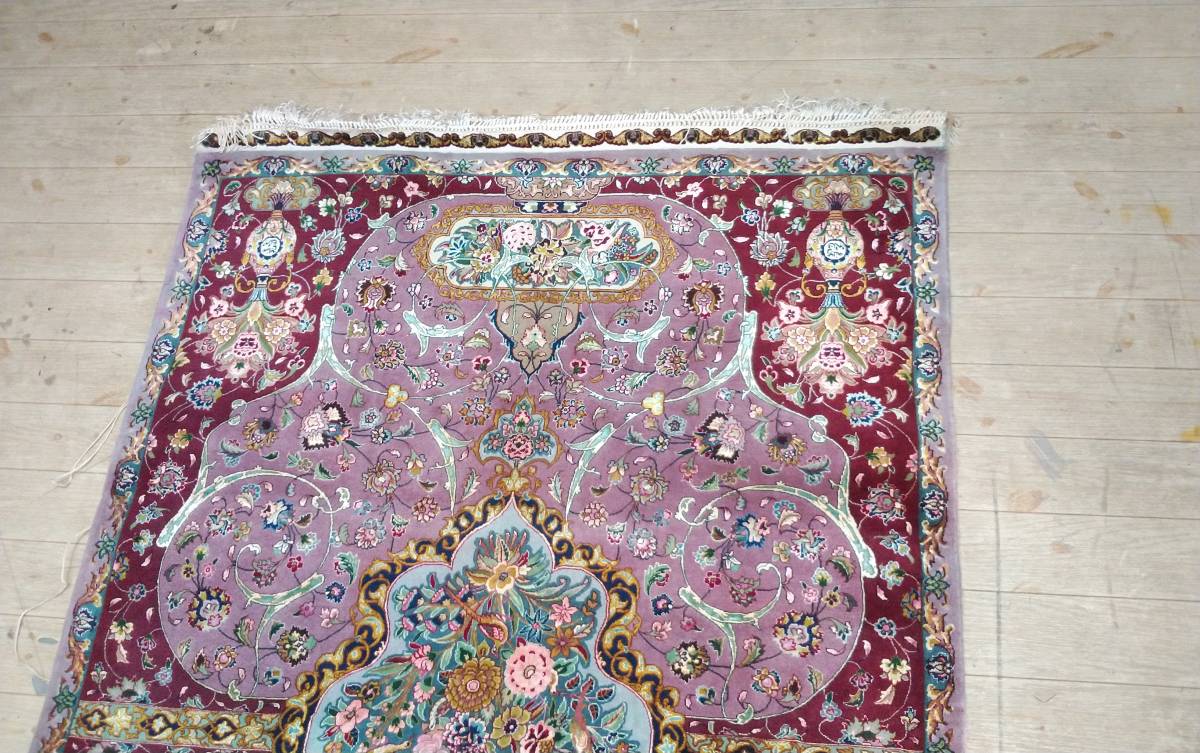 ペルシャ絨毯 タブリーズ シルク＆ウール サナイエ工房 70ラッジの画像5